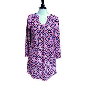 Aryeh Peach & Purple U Beck Long Sleeve Dress Size Small NEW
